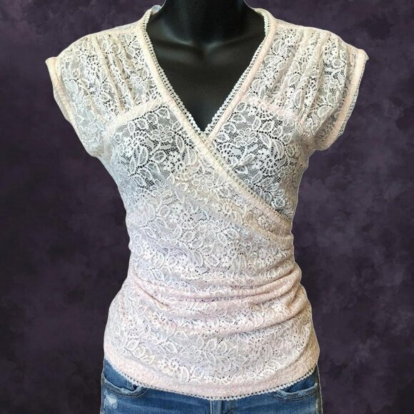 Ballet Pink Lace Wrap Top - Picture 1 of 3
